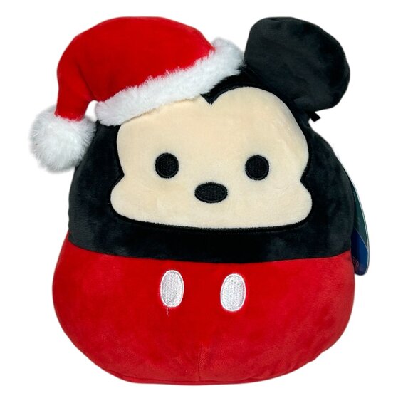 NWT SQUISHMALLOW Disney MICKEY MOUSE Christmas 8" Plush Toy w/Santa Hat 2021 - Picture 1 of 7